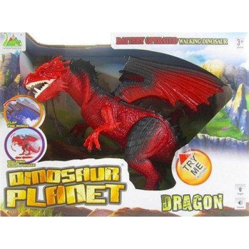 Динозавр ходячий "Красный Дракон" на батарейках Dinosaur Planet