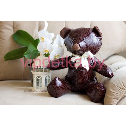Интерьерная игрушка Мишка из натуральной кожи, 37 см